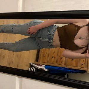 Brown Rue 21 ruffled tank top/crop top